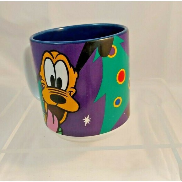 Disney PLUTO Christmas Tree Stars Disney Store 10 oz Ceramic Coffee Mug - Picture 3 of 7